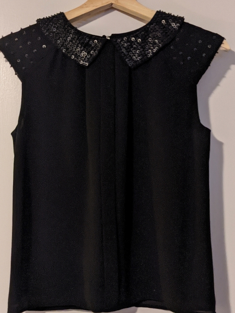 Sequined Peter Pan collar blouse